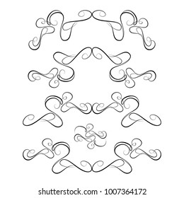  Decorative monograms and calligraphic borders. Template signage, logos, labels, stickers, cards. Graphic design page. Classic design elements for wedding invitations.