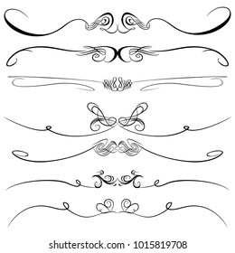Decorative monograms and calligraphic borders. Template signage, logos, labels, stickers, cards. Graphic design page. Classic design elements for wedding invitations
