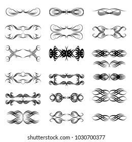  Decorative monograms and calligraphic borders. Template signage, logos, labels, stickers, cards. Graphic design page. Classic design elements for wedding invitations.