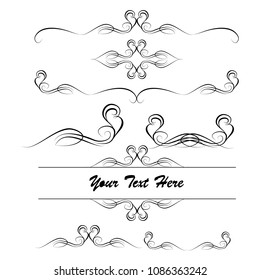  Decorative monograms and calligraphic borders. Template signage, logos, labels, stickers, cards. Graphic design page. Classic design elements for wedding invitations