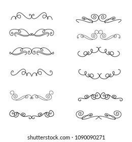  Decorative monograms and calligraphic borders. Template signage, logos, labels, stickers, cards. Graphic design page. Classic design elements for wedding invitations.