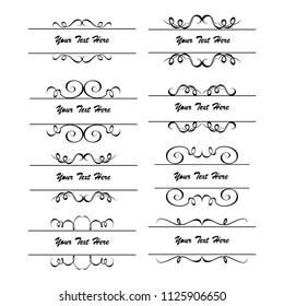  Decorative monograms and calligraphic borders. Template signage, logos, labels, stickers, cards. Graphic design page. Classic design elements for wedding invitations