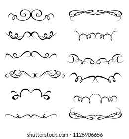  Decorative monograms and calligraphic borders. Template signage, logos, labels, stickers, cards. Graphic design page. Classic design elements for wedding invitations