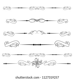  Decorative monograms and calligraphic borders. Template signage, logos, labels, stickers, cards. Graphic design page. Classic design elements for wedding invitations.
