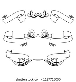Decorative monograms and calligraphic borders. Template signage, logos, labels, stickers, cards. Graphic design page. Classic design elements for wedding invitations