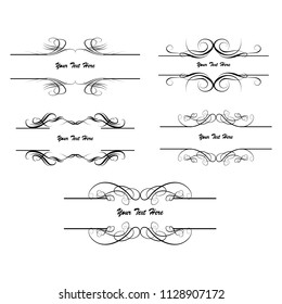  Decorative monograms and calligraphic borders. Template signage, logos, labels, stickers, cards. Graphic design page. Classic design elements for wedding invitations