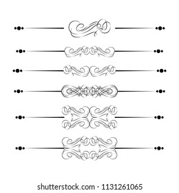  Decorative monograms and calligraphic borders. Template signage, logos, labels, stickers, cards. Graphic design page. Classic design elements for wedding invitations