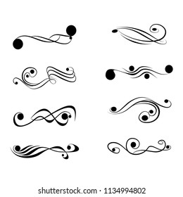 Decorative monograms and calligraphic borders. Template signage, logos, labels, stickers, cards. Graphic design page. Classic design elements for wedding invitations.