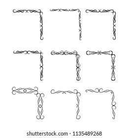  Decorative monograms and calligraphic borders. Template signage, logos, labels, stickers, cards. Graphic design page. Classic design elements for wedding invitations.