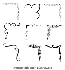  Decorative monograms and calligraphic borders. Template signage, logos, labels, stickers, cards. Graphic design page. Classic design elements for wedding invitations.