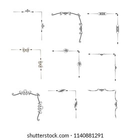  Decorative monograms and calligraphic borders. Template signage, logos, labels, stickers, cards. Graphic design page. Classic design elements for wedding invitations