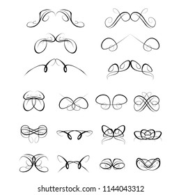  Decorative monograms and calligraphic borders. Template signage, logos, labels, stickers, cards. Graphic design page. Classic design elements for wedding invitations