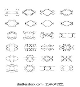  Decorative monograms and calligraphic borders. Template signage, logos, labels, stickers, cards. Graphic design page. Classic design elements for wedding invitations