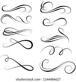  Decorative monograms and calligraphic borders. Template signage, logos, labels, stickers, cards. Graphic design page. Classic design elements for wedding invitations