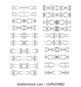 Decorative monograms and calligraphic borders. Template signage, logos, labels, stickers, cards. Graphic design page. Classic design elements for wedding invitations.