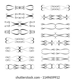 Decorative monograms and calligraphic borders. Template signage, logos, labels, stickers, cards. Graphic design page. Classic design elements for wedding invitations.