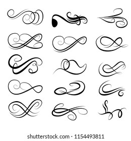 
 Decorative monograms and calligraphic borders. Template signage, logos, labels, stickers, cards. Graphic design page. Classic design elements for wedding invitations
