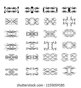  Decorative monograms and calligraphic borders. Template signage, logos, labels, stickers, cards. Graphic design page. Classic design elements for wedding invitations