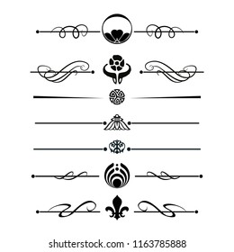  Decorative monograms and calligraphic borders. Template signage, logos, labels, stickers, cards. Graphic design page. Classic design elements for wedding invitations