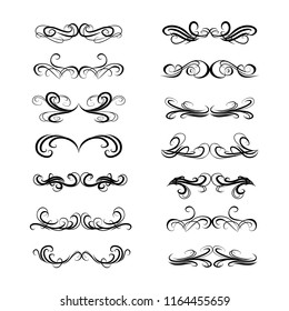  Decorative monograms and calligraphic borders. Template signage, logos, labels, stickers, cards. Graphic design page. Classic design elements for wedding invitations