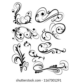  Decorative monograms and calligraphic borders. Template signage, logos, labels, stickers, cards. Graphic design page. Classic design elements for wedding invitations.