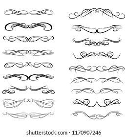  Decorative monograms and calligraphic borders. Template signage, logos, labels, stickers, cards. Graphic design page. Classic design elements for wedding invitations