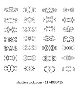 Decorative monograms and calligraphic borders. Template signage, logos, labels, stickers, cards. Graphic design page. Classic design elements for wedding invitations.