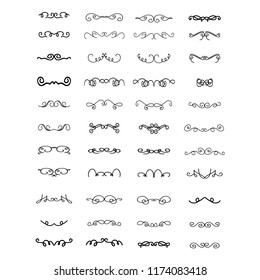 Decorative monograms and calligraphic borders. Template signage, logos, labels, stickers, cards. Graphic design page. Classic design elements for wedding invitations.