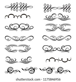  Decorative monograms and calligraphic borders. Template signage, logos, labels, stickers, cards. Graphic design page. Classic design elements for wedding invitations