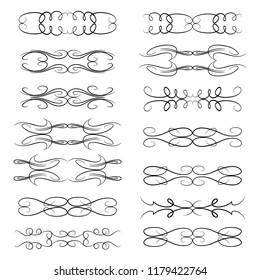  Decorative monograms and calligraphic borders. Template signage, logos, labels, stickers, cards. Graphic design page. Classic design elements for wedding invitations.