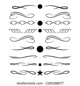  Decorative monograms and calligraphic borders. Template signage, logos, labels, stickers, cards. Graphic design page. Classic design elements for wedding invitations.