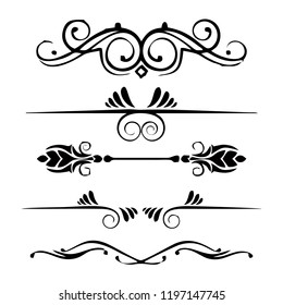  Decorative monograms and calligraphic borders. Template signage, logos, labels, stickers, cards. Graphic design page. Classic design elements for wedding invitations