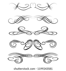  Decorative monograms and calligraphic borders. Template signage, logos, labels, stickers, cards. Graphic design page. Classic design elements for wedding invitations.
