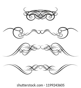  Decorative monograms and calligraphic borders. Template signage, logos, labels, stickers, cards. Graphic design page. Classic design elements for wedding invitations.