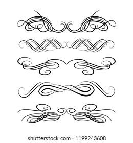  Decorative monograms and calligraphic borders. Template signage, logos, labels, stickers, cards. Graphic design page. Classic design elements for wedding invitations.