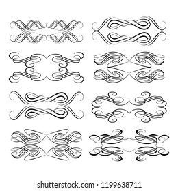  Decorative monograms and calligraphic borders. Template signage, logos, labels, stickers, cards. Graphic design page. Classic design elements for wedding invitations.