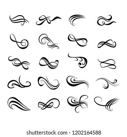 Set Vintage Calligraphic Flourish Curls Dividers Stock Vector (Royalty ...