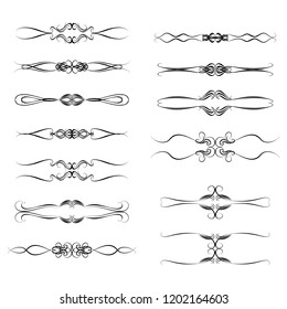 Decorative monograms and calligraphic borders. Template signage, logos, labels, stickers, cards. Graphic design page. Classic design elements for wedding invitations.