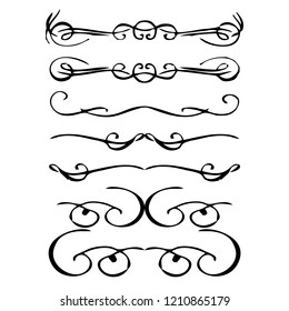Decorative monograms and calligraphic borders. Template signage, logos, labels, stickers, cards. Graphic design page. Classic design elements for wedding invitations.