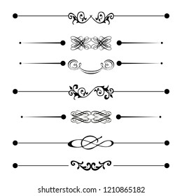 Decorative monograms and calligraphic borders. Template signage, logos, labels, stickers, cards. Graphic design page. Classic design elements for wedding invitations.