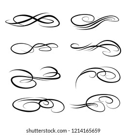 Decorative monograms and calligraphic borders. Template signage, logos, labels, stickers, cards. Graphic design page. Classic design elements for wedding invitations