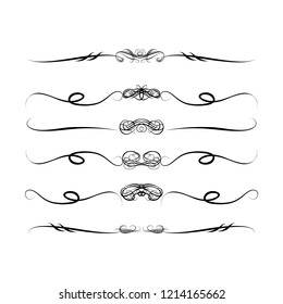 Decorative monograms and calligraphic borders. Template signage, logos, labels, stickers, cards. Graphic design page. Classic design elements for wedding invitations