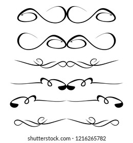 
 Decorative monograms and calligraphic borders. Template signage, logos, labels, stickers, cards. Graphic design page. Classic design elements for wedding invitations.
