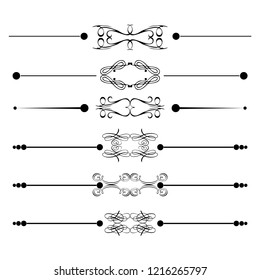 
 Decorative monograms and calligraphic borders. Template signage, logos, labels, stickers, cards. Graphic design page. Classic design elements for wedding invitations.
