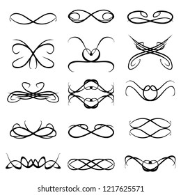  Decorative monograms and calligraphic borders. Template signage, logos, labels, stickers, cards. Graphic design page. Classic design elements for wedding invitations.