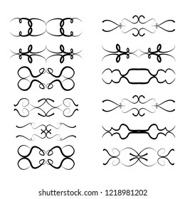  Decorative monograms and calligraphic borders. Template signage, logos, labels, stickers, cards. Graphic design page. Classic design elements for wedding invitations