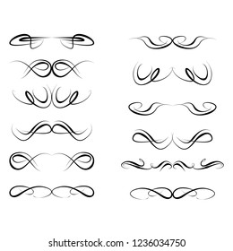  Decorative monograms and calligraphic borders. Template signage, logos, labels, stickers, cards. Graphic design page. Classic design elements for wedding invitations
