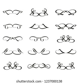 Decorative monograms and calligraphic borders. Template signage, logos, labels, stickers, cards. Graphic design page. Classic design elements for wedding invitations.