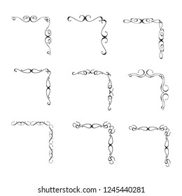  Decorative monograms and calligraphic borders. Template signage, logos, labels, stickers, cards. Graphic design page. Classic design elements for wedding invitations