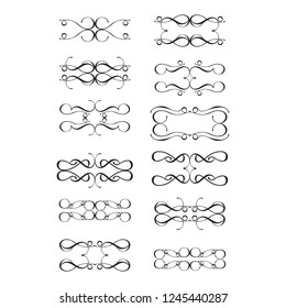  Decorative monograms and calligraphic borders. Template signage, logos, labels, stickers, cards. Graphic design page. Classic design elements for wedding invitations